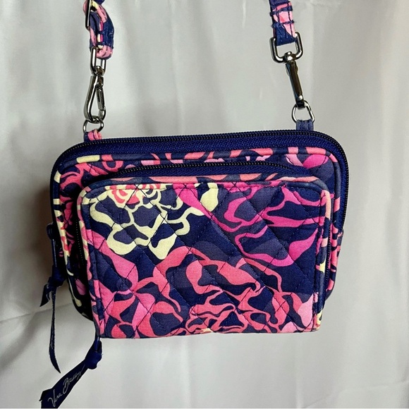 Vera Bradley Wristlet Crossbody Pink Blue small purse Travel wallet Abstract - Picture 1 of 8
